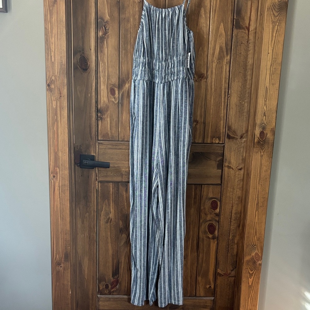 NWT Blue and white striped jumpsuit